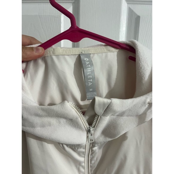 Athleta white cream jacket size medium soft jacket with pockets - Picture 5 of 14